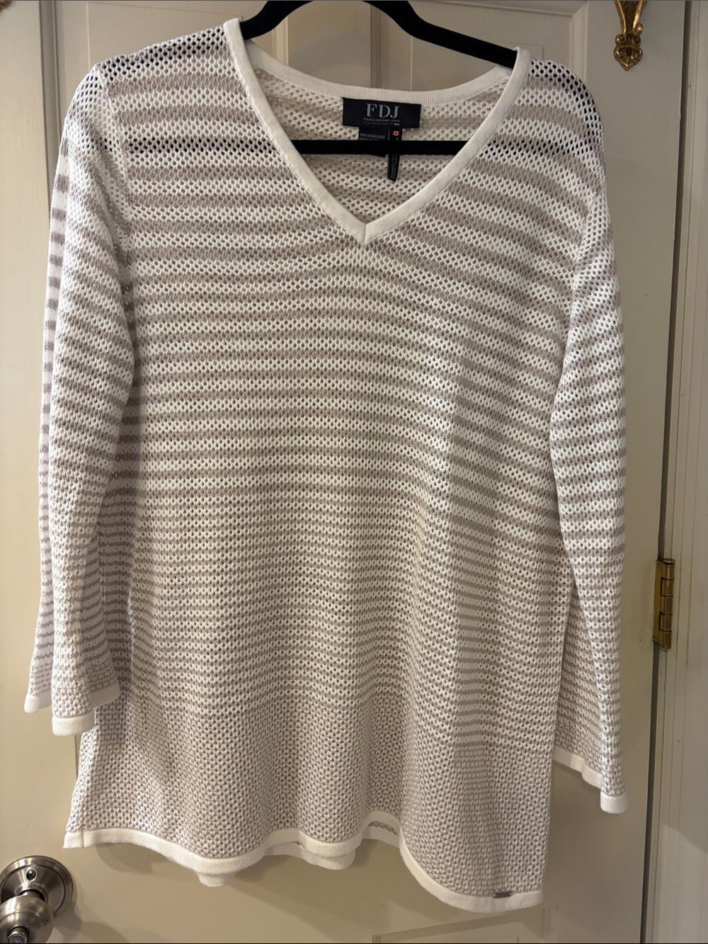 French Dressing White V-Neck Knit Sweater